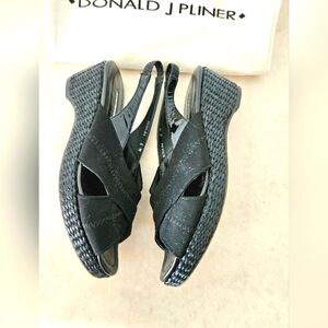 Donald J. Pliner Black Wedge Sandals